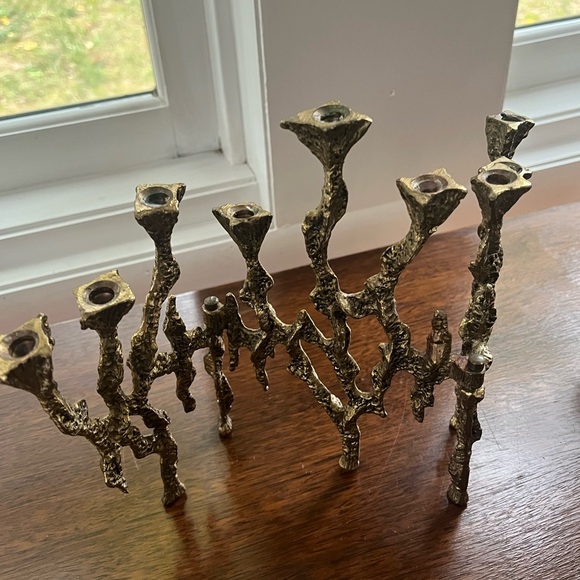 1960 Brass Brutalist menorah by Wainberg - Mid Century - Picture 6 of 6
